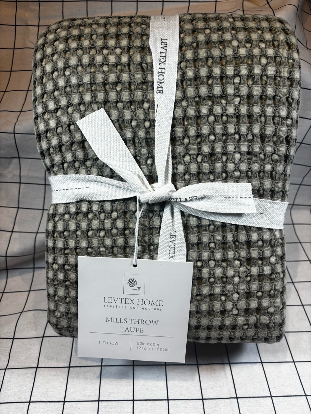 Levtex Taupe Waffle Knit Throw Blanket